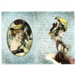 Decoupage paper soft vintage woman A4 ITD S122