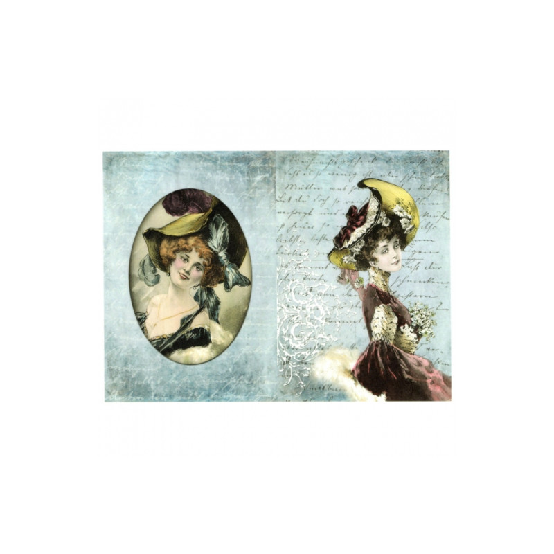 Decoupage paper soft vintage woman A4 ITD S122