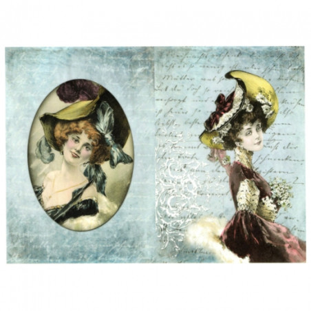 Decoupage paper soft vintage woman A4 ITD S122