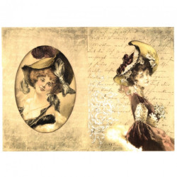 Decoupage paper soft vintage woman A4 ITD S123