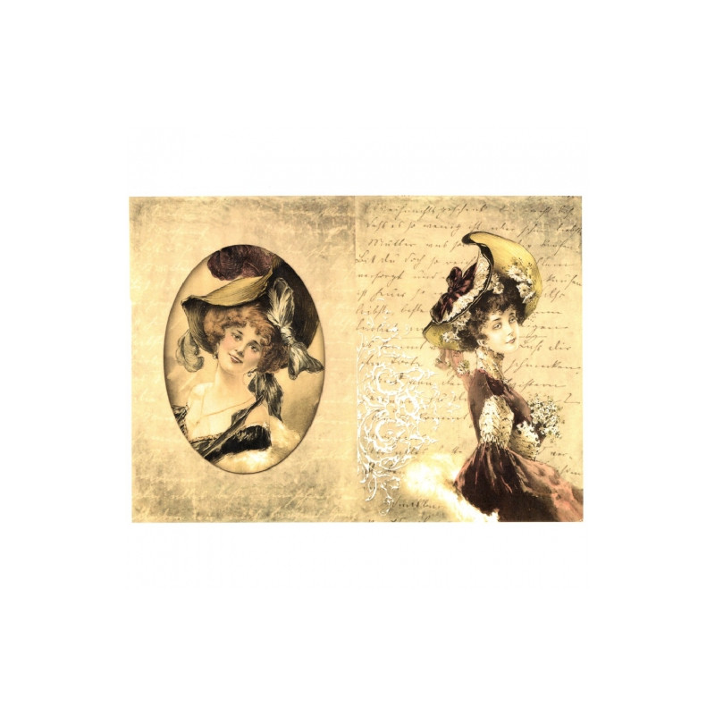 Papier do decoupage soft vintage kobieta A4 ITD S123 - sklep plastyczn
