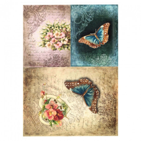 Papier do decoupage soft vintage motyl A4 ITD S124 - sklep plastyczny