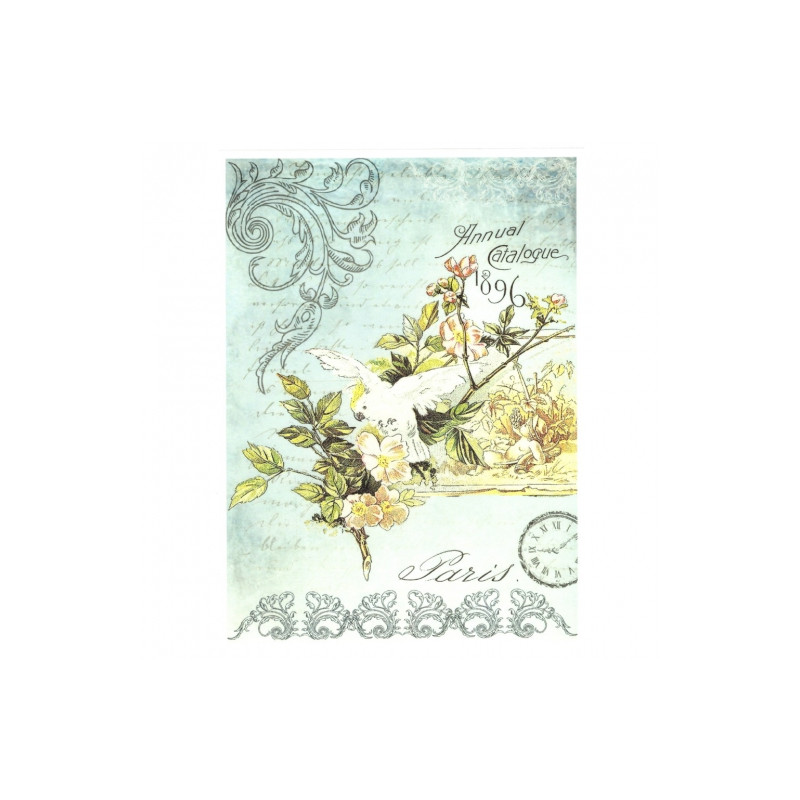 Decoupage paper soft parrot flowers A4 ITD S127