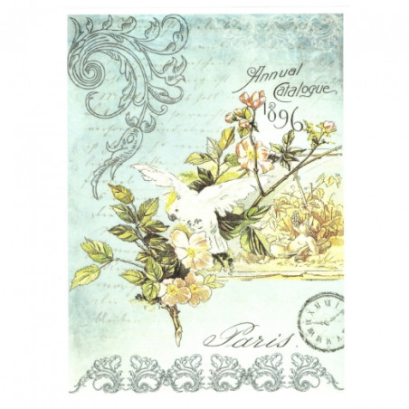 Papier do decoupage soft papuga kwiaty A4 ITD S127 - sklep plastyczny