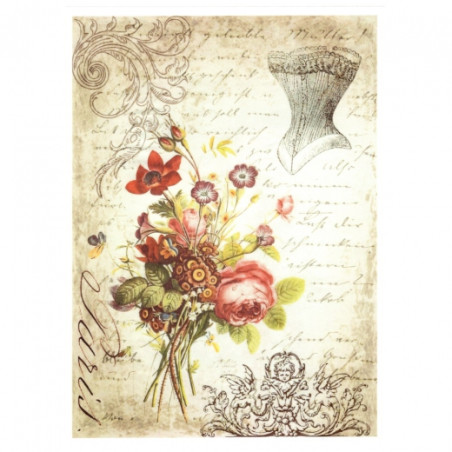 Papier do decoupage soft retro kwiaty gorset A4 ITD S128 - sklep plast