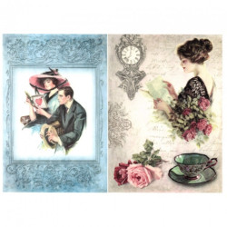 Decoupage paper soft retro woman letter A4 ITD S131