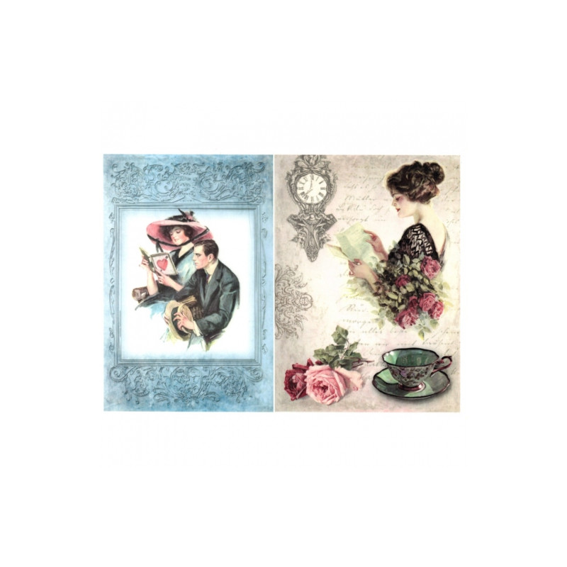 Decoupage paper soft retro woman letter A4 ITD S131