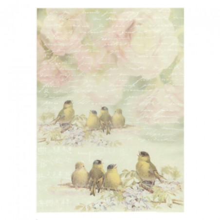 Decoupage paper soft A4 ITD S154 birds flowers
