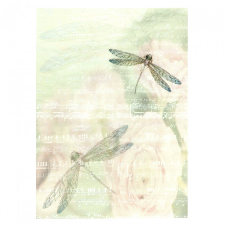 Papier do decoupage soft A4 ITD S156 ważka nuty - sklep plastyczny - s