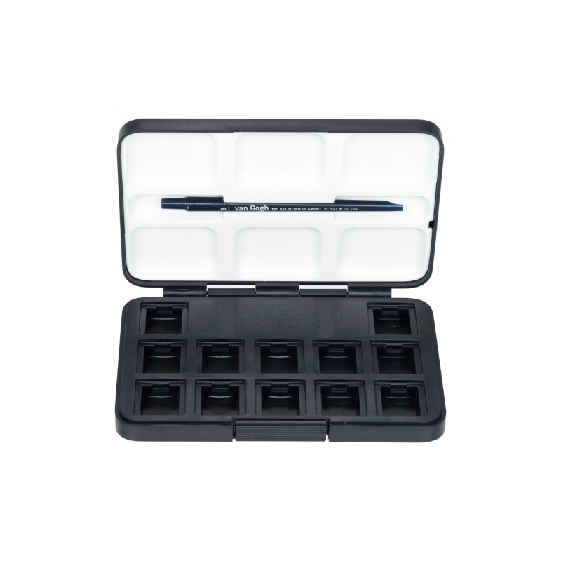 Van Gogh an empty plastic cassette for 12 half-tufted watercolors, bla