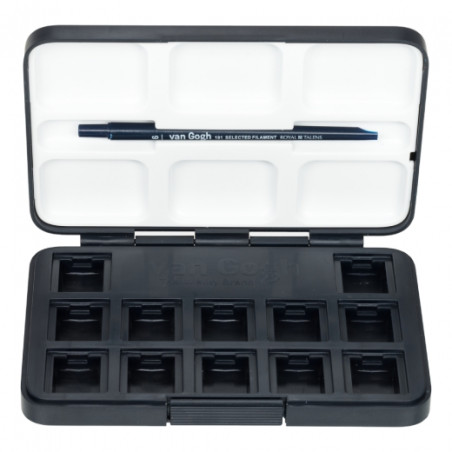 Van Gogh an empty plastic cassette for 12 half-tufted watercolors, bla