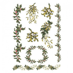 Decoupage paper soft A4 ITD S175 holly mistletoe