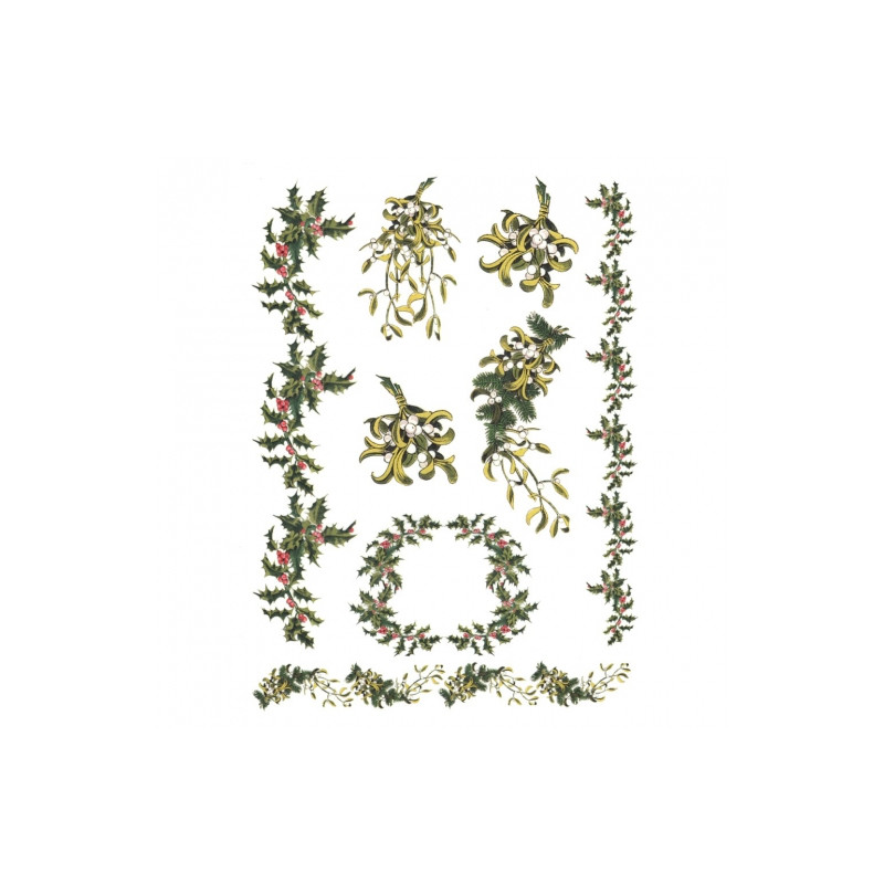 Decoupage paper soft A4 ITD S175 holly mistletoe
