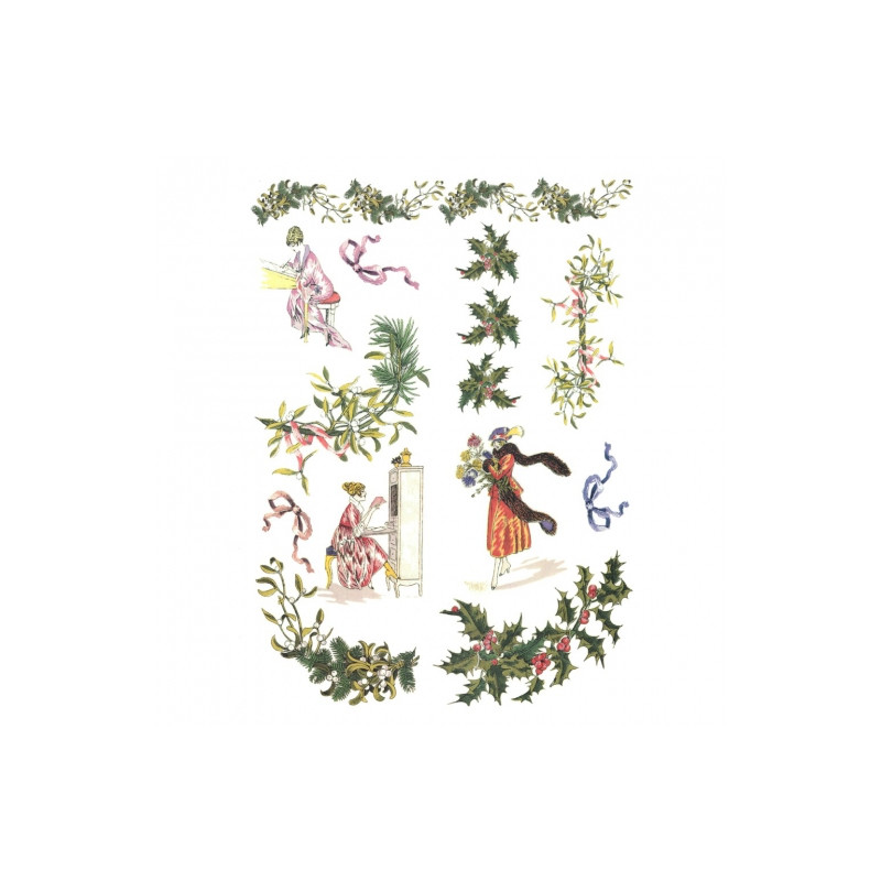 Decoupage paper soft A4 ITD S176 woman's mistletoe