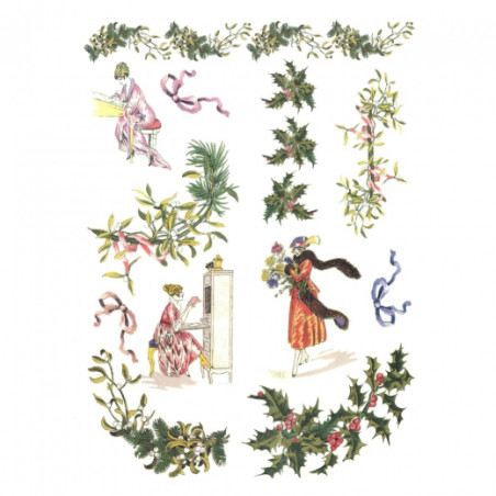 Decoupage paper soft A4 ITD S176 woman's mistletoe