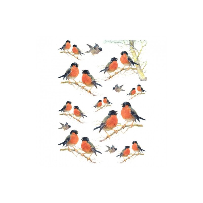 Decoupage paper soft A4 ITD S177 birds on twigs