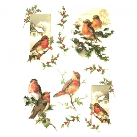 Papier do decoupage soft A4 ITD S182 ostrokrzew ptaki - sklep plastycz