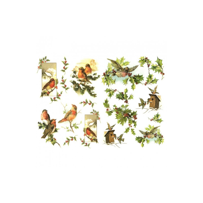 Decoupage paper soft A4 ITD S183 holly birds