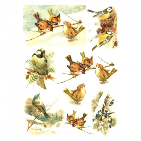 Decoupage paper soft A4 ITD S185 birds on twigs