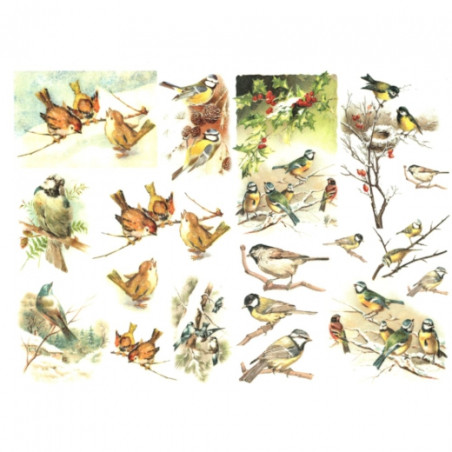 Papier do decoupage soft A4 ITD S186 ptaki na gałązkach - sklep plasty
