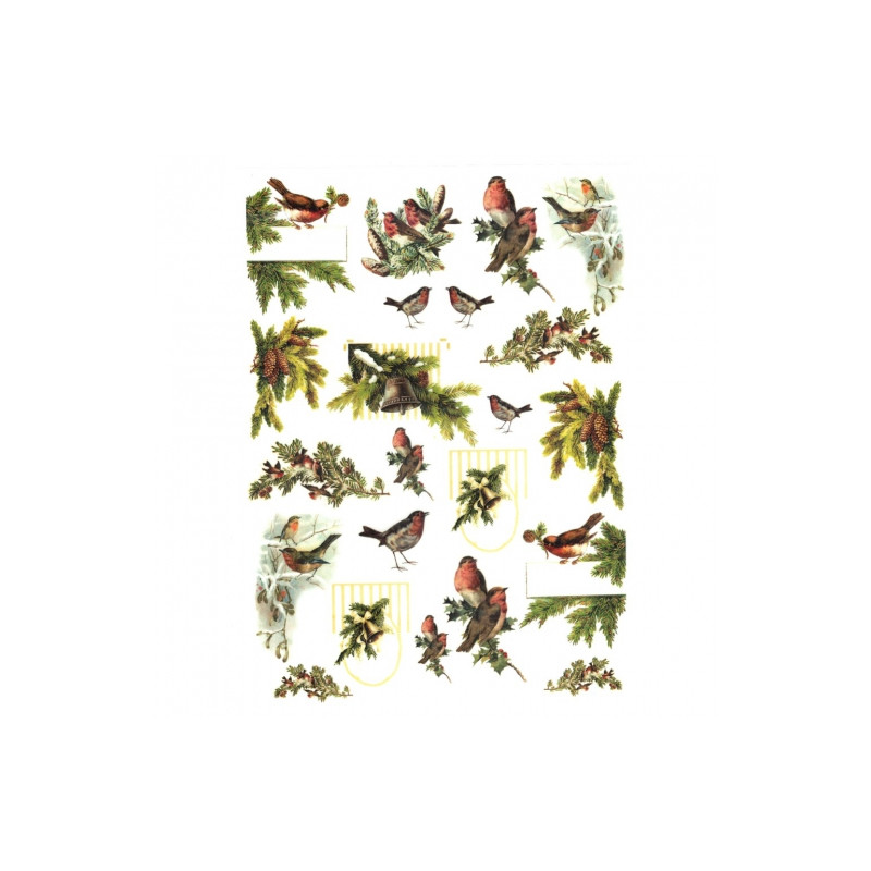 Papier do decoupage soft A4 ITD S191 ptaki gałązki świerku - sklep pla