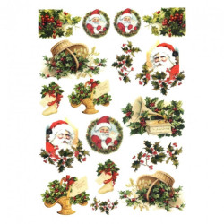 Decoupage paper soft A4 ITD S192 santa holly