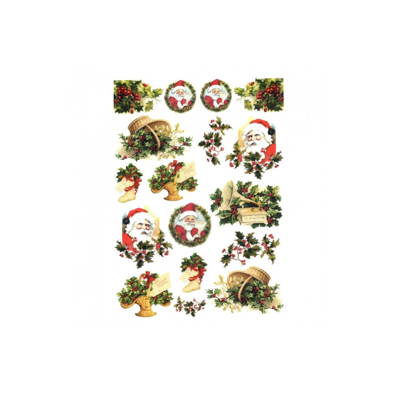 Papier do decoupage soft A4 ITD S192 mikołaj ostrokrzew - sklep plasty