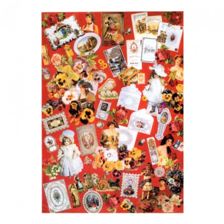 Red decoupage paper
