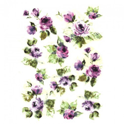 Papier ryżowy do decoupage fioletowe róże A4 ITD R095 - sklep plastycz
