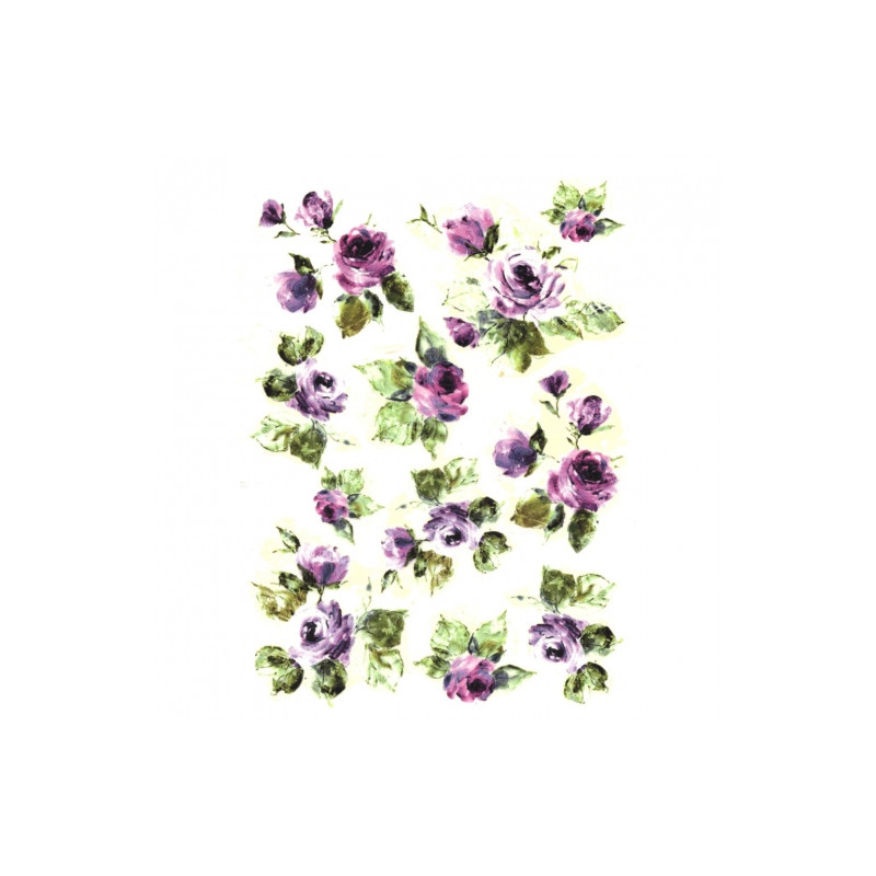 Papier ryżowy do decoupage fioletowe róże A4 ITD R095 - sklep plastycz