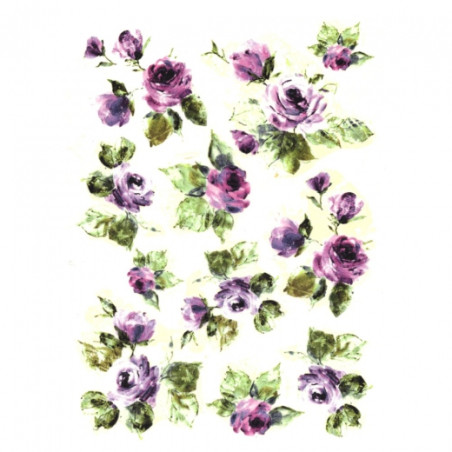 Papier ryżowy do decoupage fioletowe róże A4 ITD R095 - sklep plastycz