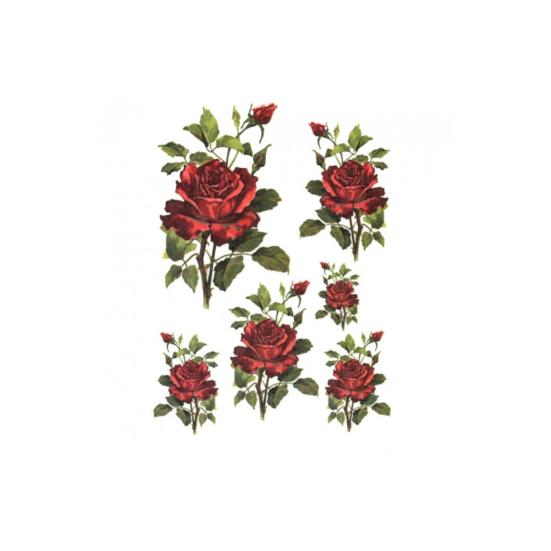 Rice decoupage paper red roses A4 ITD R170
