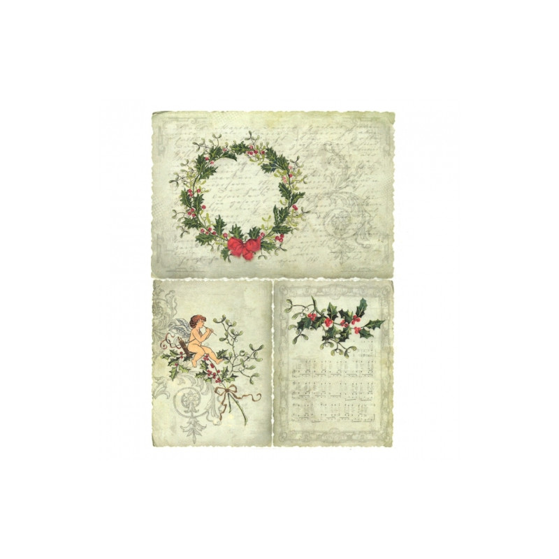 Papier ryżowy do decoupage święta ostrokrzew A4 ITD R192 - sklep plast
