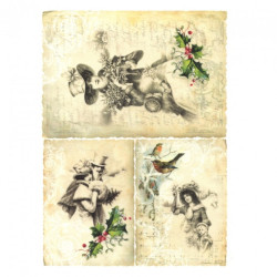 Papier ryżowy do decoupage retro A4 ITD R193 - sklep plastyczny - szał