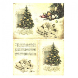 Papier ryżowy do decoupage choinka nuty A4 ITD R194 - sklep plastyczny