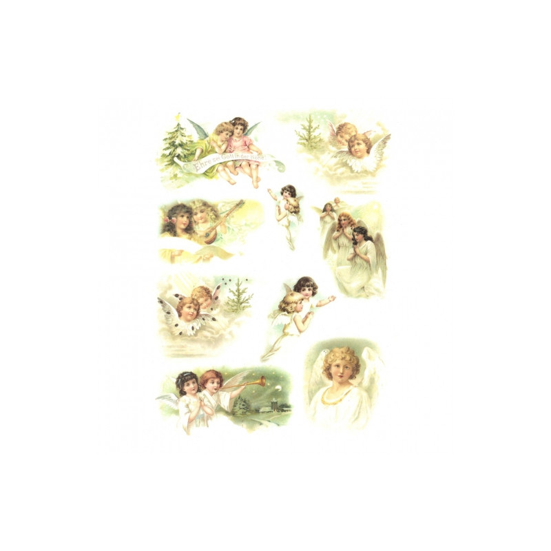 Rice decoupage paper christmas angels A4 ITD R196