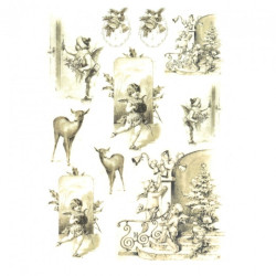 Rice decoupage paper sepia cupids A4 ITD R197