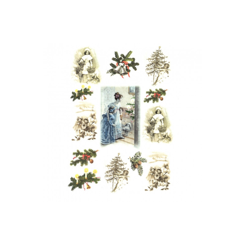 Papier ryżowy do decoupage boże narodzenie stroiki A4 ITD R198 - sklep