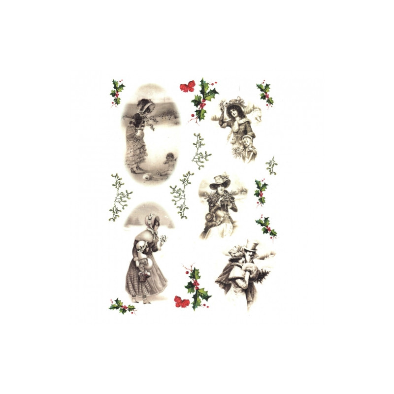Rice decoupage paper vintage holly A4 ITD R199