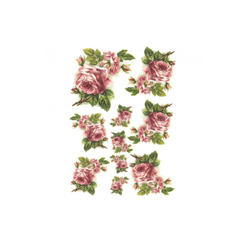 Rice decoupage paper roses A4 ITD R222