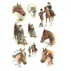 Rice decoupage paper horses people A4 ITD R227