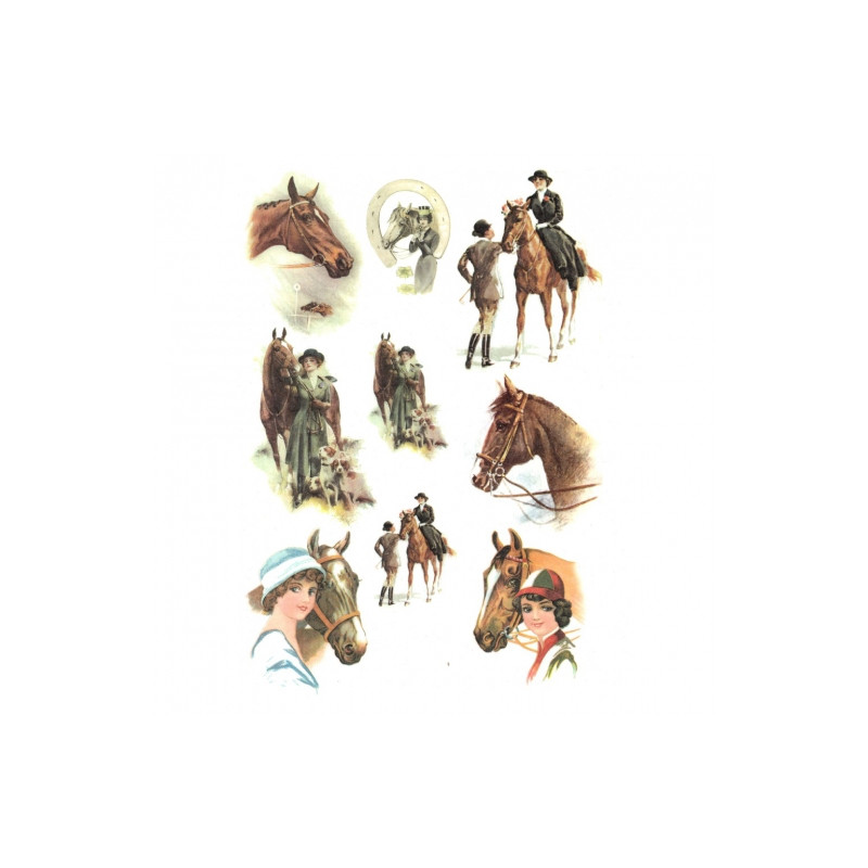 Rice decoupage paper horses people A4 ITD R227