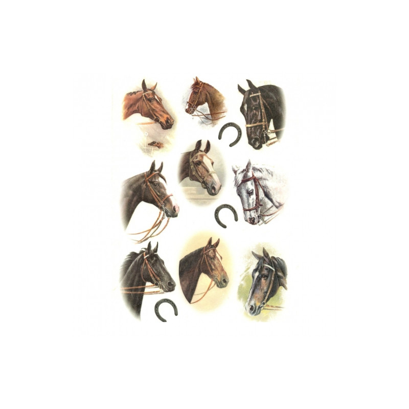 Rice decoupage paper horses A4 ITD R272
