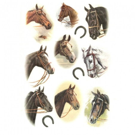 Rice decoupage paper horses A4 ITD R272