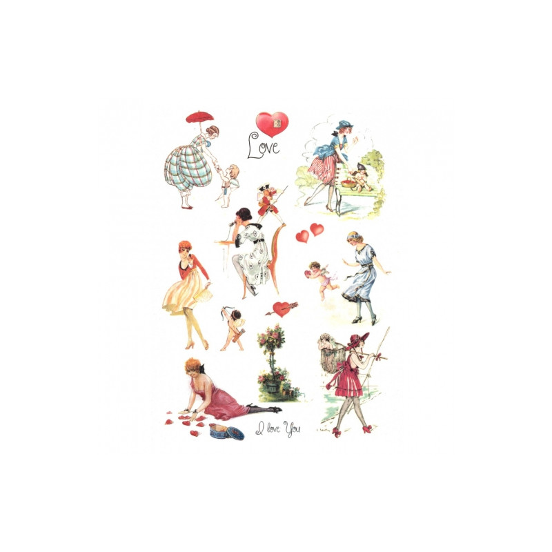 Rice decoupage paper woman heart A4 ITD R293