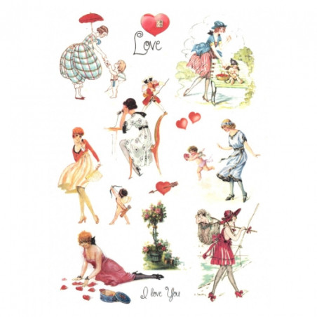 Papier ryżowy do decoupage kobiety serca A4 ITD R293 - sklep plastyczn