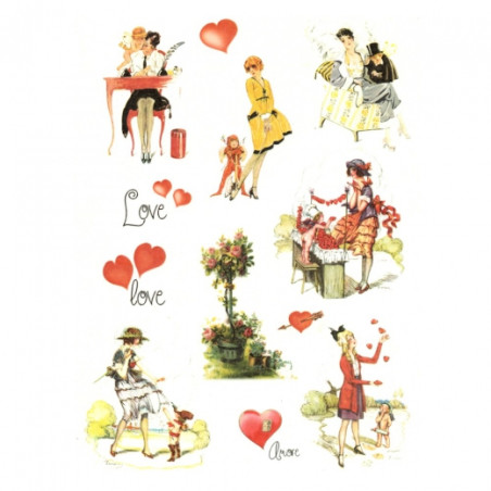 Rice decoupage paper heart love A4 ITD R294