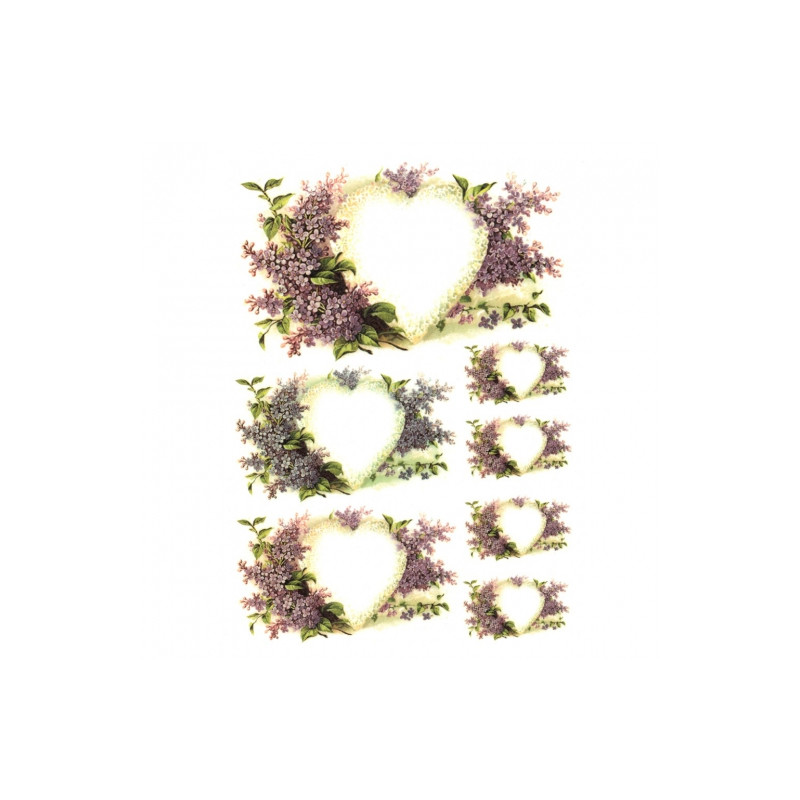 Rice decoupage paper heart flowers A4 ITD R295