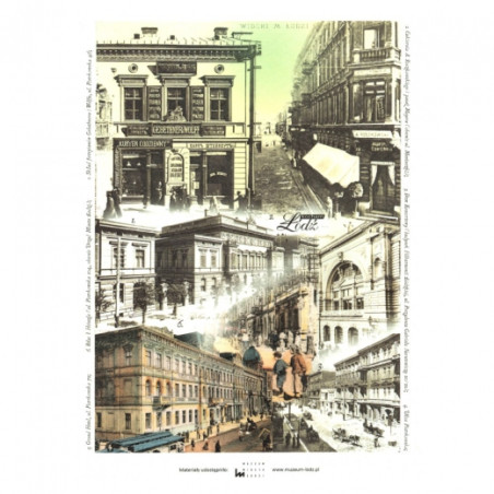 Papier ryżowy do decoupage miasto retro łódź A4 ITD R297 - sklep plast