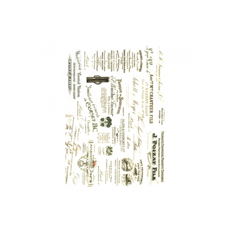 Rice decoupage paper retro subtitles A4 ITD R348